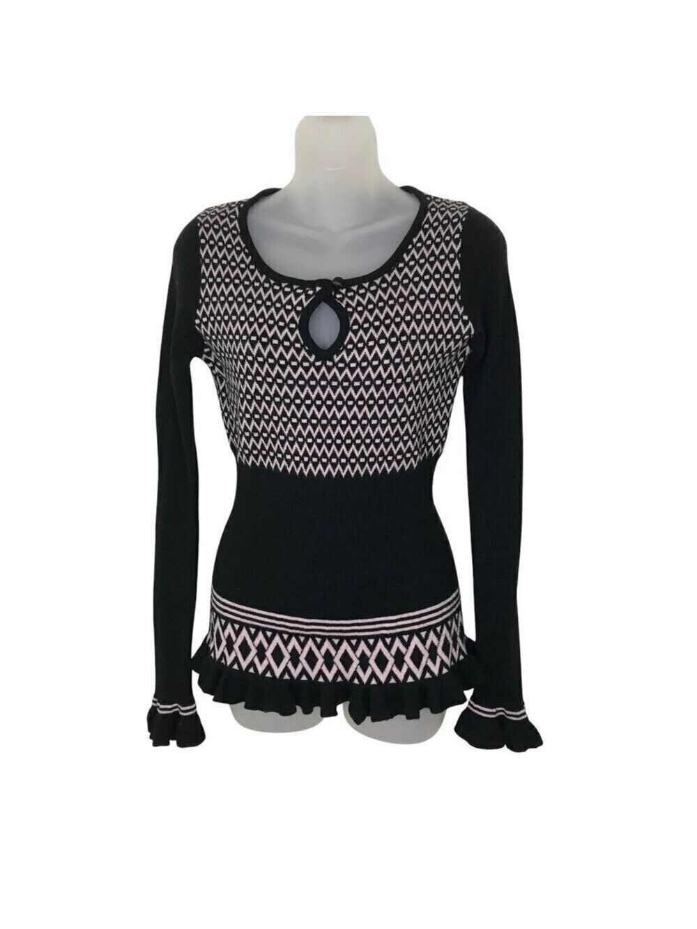 Milly Of New York Black And Pink Y2K Sweater Size M